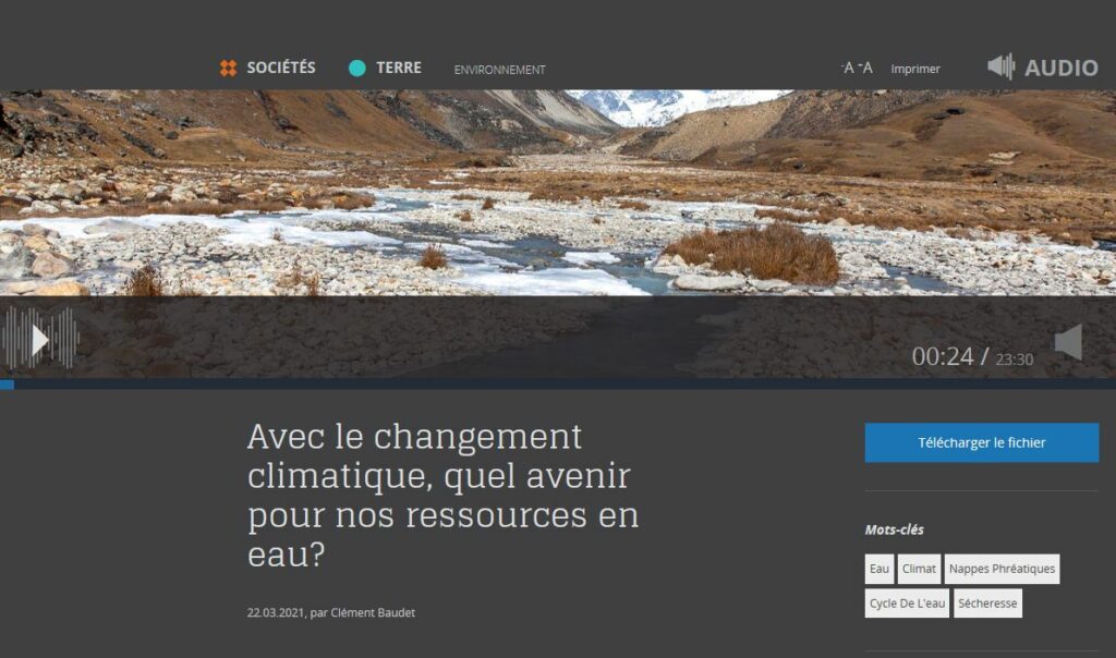 CNRS Audioconférence : changement climatique et ressources en eau