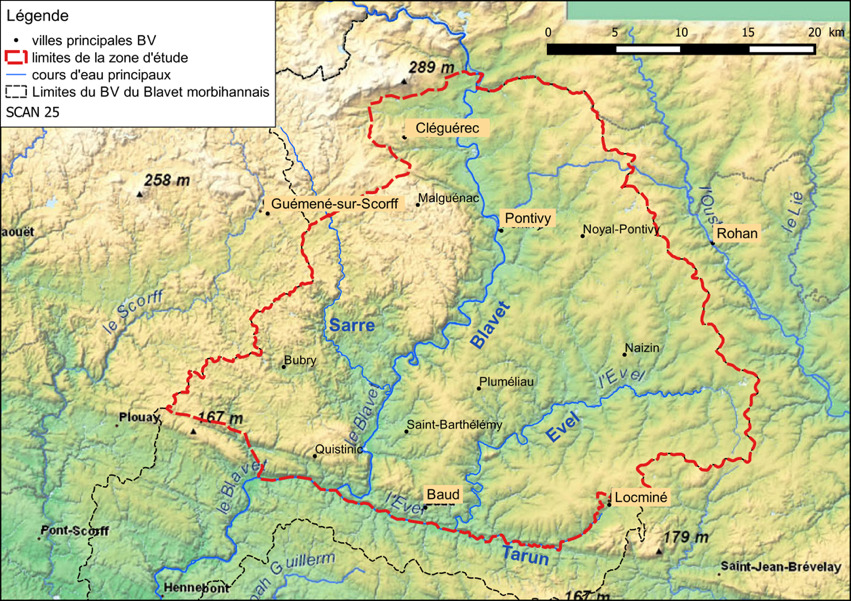 Carte du territoire d'étude du projet ISECA